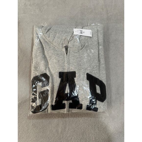 GAP Mens Gray Logo Full Zip Hoodie Jacket Size 2XL - Picture 2 of 5